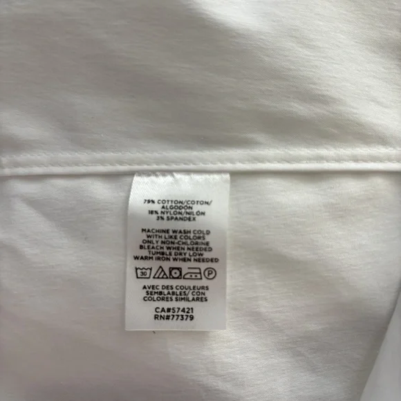 Ann Taylor Perfect Shirt Sz 12 White Long Sleeve Front Buttoned - Picture 8 of 11